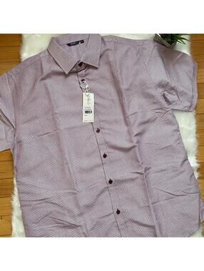 Bohio Burgundy Patterned Short Sleeve Shirt Size Large